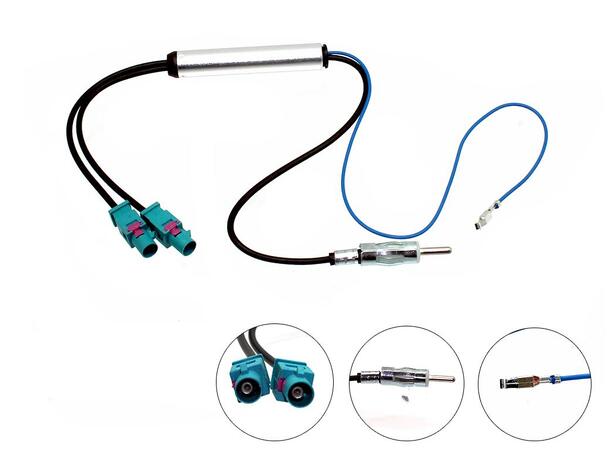 Connects2 Antenneadapter (FM) 2 x fakra til DIN ("bred" versjon)